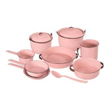 Ollas Bateria Cocina Rosa De 11 Piezas Peltre