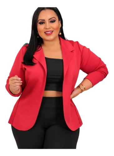 Blazer Casaco Neoprene Plus Size G1 G2 G3 Feminino Lindo Top