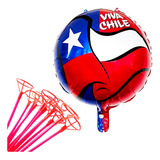  12 Globos 45 Cm Fiestas Patrias Viva Chile Decoración Varas