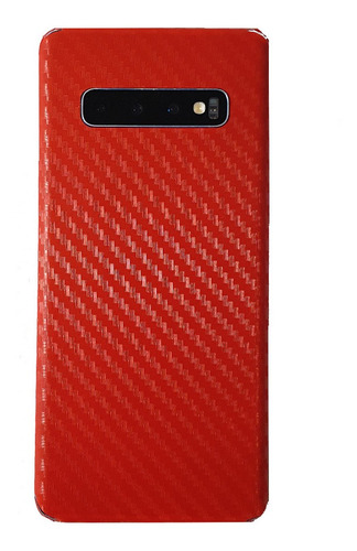 Skin Mica Vinil Fibra Carbono Para Samsung Rojo
