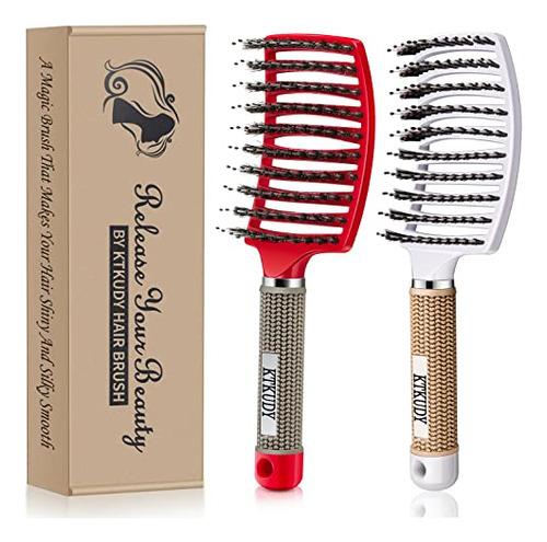 Detangling Brush Boar Bristles Set Ktkudy Hair Brush Curved