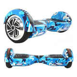 Skate Eletrico 6,5 Azul Militar Hoverboardx Bluetooth E Led