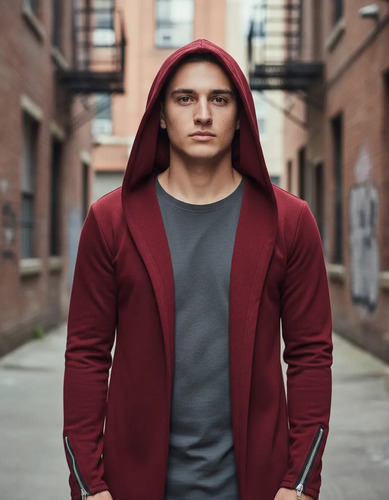 Abrigo Gabardina Con Capucha Y Cremallera Sólida Para Hombre
