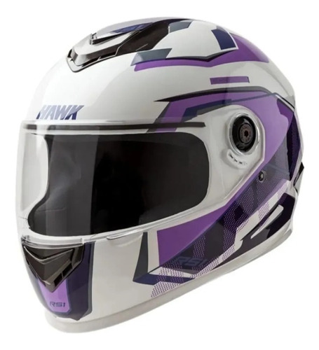 Casco Hawk Rs1 Alpha Blanco/vio. Brillante S Moto Avenida