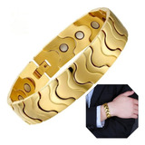 Pulseira Bracelete Masculino Dourado Neomidio Aço Inox Luxo