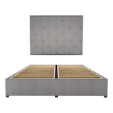 Cama Recamara - Base Box Cabecera Toscana Gris Matrimonial