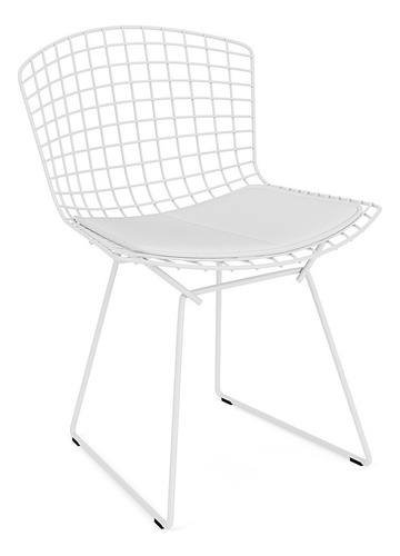 Cadeira Bertoia Branca - Couro Ecológico - Diversas Cores
