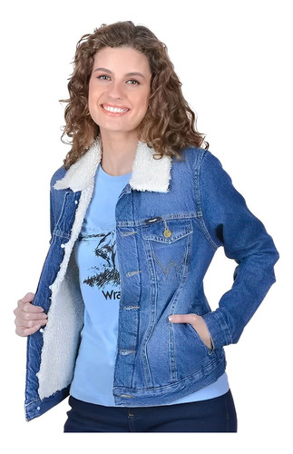 Jaqueta Jeans Feminina Wrangler Forrada Com Pelo Wf7022