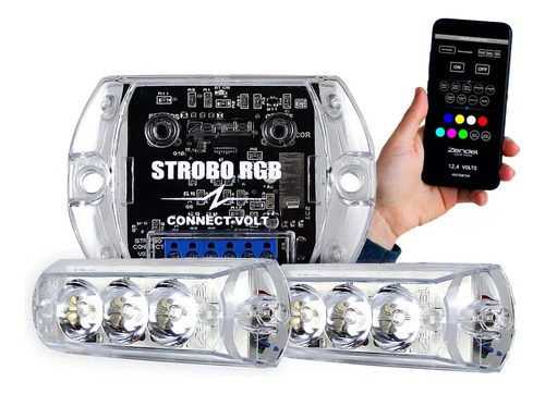 Kit Strobo Bt Automotivo Com Bluetooth 2 Faróis Led 12v