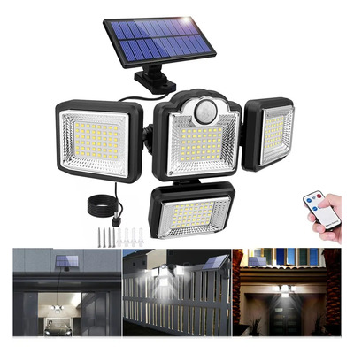 Vedd® Lámpara Solar De Pared Exteriores Sensor Luz 192 Led Estructura Negro