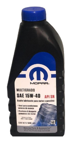 Aceite Original Mopar 15w40 Api Sn