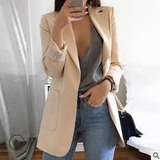 Blazer Mujer Oficina Blazer Solido Solapa Manga Larga