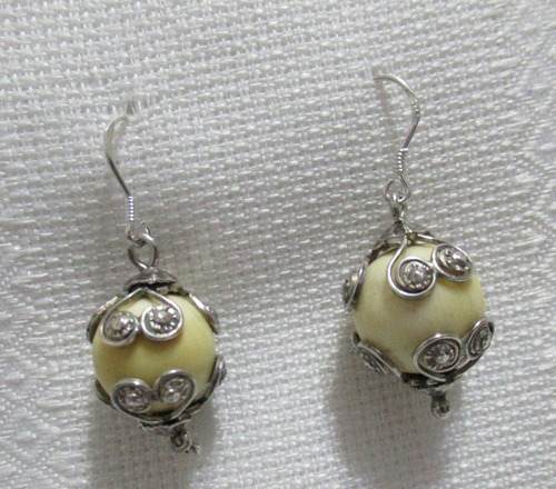 Aros Corazones Plata 925 Ivory Cuentas Noble Material