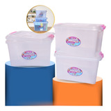 Kit 3 Caixas Organizadoras Grande Transparente 30 Litros