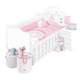 Set De Edredón Para Cuna Cama Corral Modelo Unicornio 