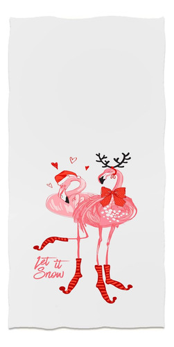Slhets Navidad Pink Flamingos Toallas De Mano Textura Let It