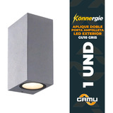 Aplique Led Exterior Gris Modelo Kapelle Cuadrado Ip54 Doble