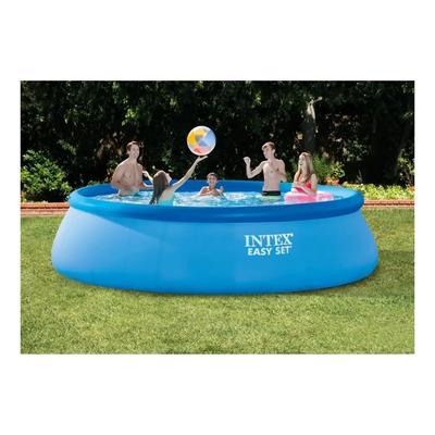 Pileta Inflable Intex 457x122 Cm Con Bomba, Cobertor Y Tapiz Azul
