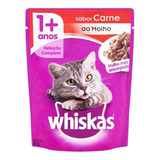 Alimento Whiskas 1+ Para Gato Adulto Sabor Carne Ao Molho Em Saco De 85g