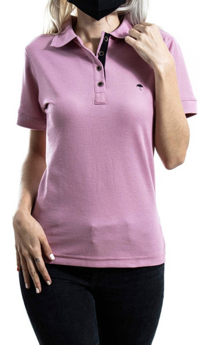 Playera Polo Mujer Casual Rosa Lisa Moon & Rain