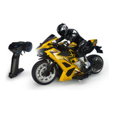 Motocicleta A Control Remoto Rc Con Luz Esc 1:10 Color Dorado