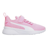 Tenis Puma Flyer Runner Rosa Y Blanco Con Velcro Para Niña