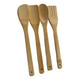 Set De 4 Piezas De Cucharas De Madera Utensilios De Cocina 