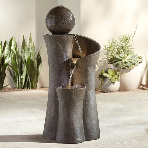 Modern Sphere Curve Zen Outdoor Floor Bubbler Water Fountain