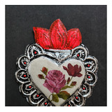 Corazón Mexicano De Aluminio Artesanía. Hecho A Mano. Rosas1