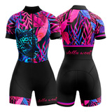 Roupa Ciclista Macacao Feminino Ciclismo Forro Em Gel Uv 50+