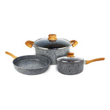 Set Olla Cacerola Sarten Hudson Induccion Granito Stone Bz3