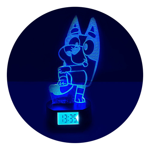 Bluey Serie Niños Lampara Mesa 3d Base Reloj Digital Alarma