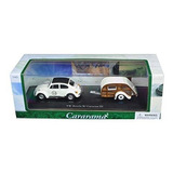 Vw Beetle Herbie Caravan Vocho Con Remolque 1/43 Cararama