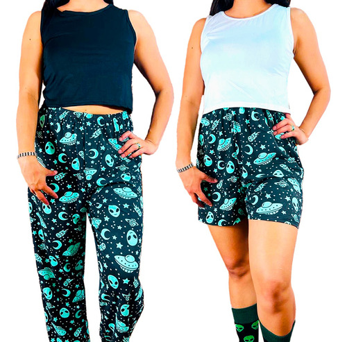 Pijama Para Mujer Moda Conjunto Pantalón, Short Y 2 Blusas