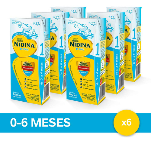 Nidina® 1 Leche Infantil Listo Para Tomar - 6 Unidades X 200