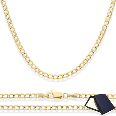 Cadena Barbada Cubana Oro 14k Gruesa 50cm 3.5mm Italiana Italy Gruesa Mujer Hombre Oro 14 kilates Cadena Oro Italiano Italy Oro 14k Regalo Novio Novia Oro Italiano Joyeria Fina 14 Quilates | Envío gratis