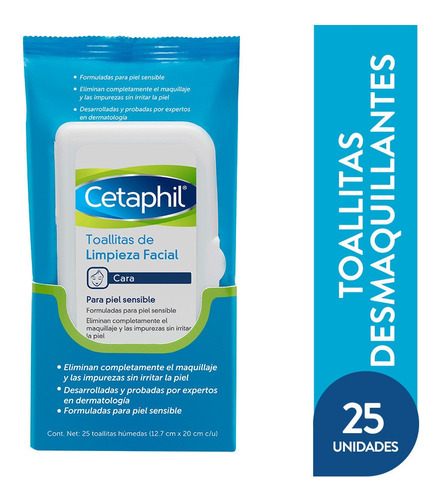 Cetaphil Toallitas De Limpieza Facial Desmaquillantes X25