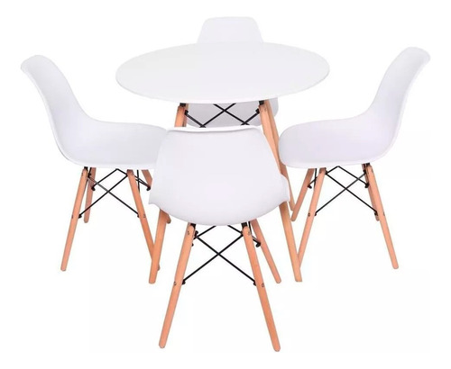 Conjunto 4 Cadeiras + Mesa Eames Minimalistas Para Reunião