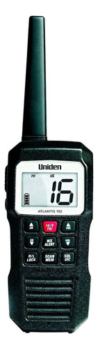 Rádio Portátil Vhf Náutico Uniden Atlantis 155 Flutuante 3w Cor Preto