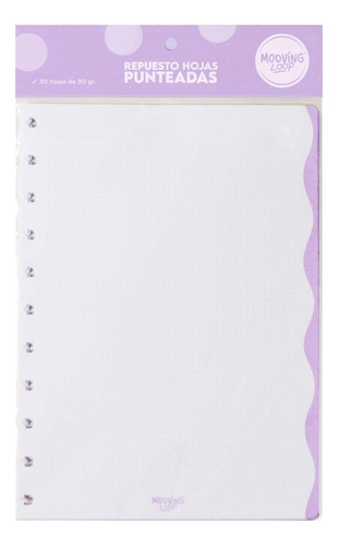 Repuesto Cuaderno Inteligente Mooving 30 Hojas Punteadas Color Punteadas Borde Violeta
