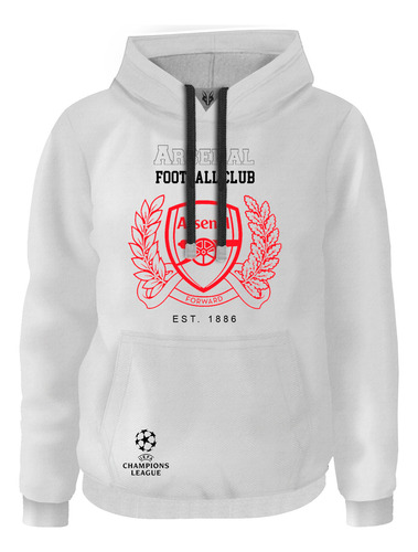 Hoodie Buzo Fan Escudo Red Arsenal Football Club  Futbol