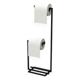 Porta Rollo Doble De Pie Para Papel Higienico Negro Diseño