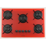 Fogão Cooktop Gás 5 Bocas Mega Chama *varias Cores Cor Vermelho Bivolt