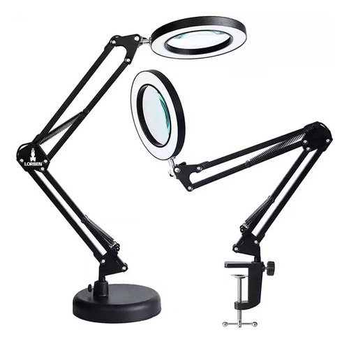 Lupa Luminária Articulável Led Ring Light Garra Base Lorben Cor Da Estrutura Preto