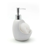 Dispenser Jabon Liquido Ceramica Blanco Con Esponja Regalo