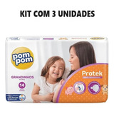 Kit 3 Pacotes De Fraldas Pom Pom Protek Grandinhos Com 14un