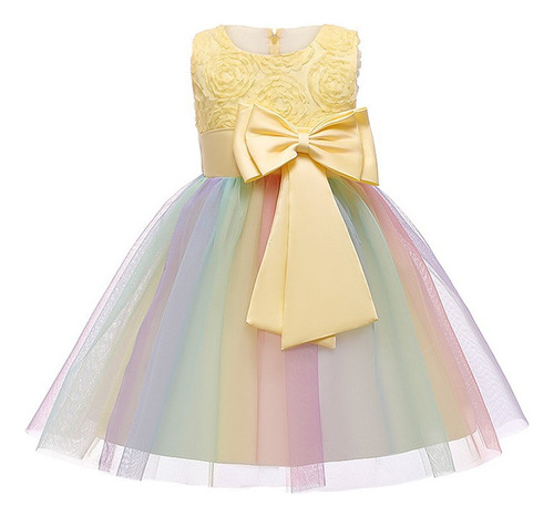 Niñas Vestidos De Cumpleaños Lindo Arco Iris Malla Princes