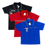 Polo Infantil/juvenil Menino Masculina Criança Kit 3 Peças