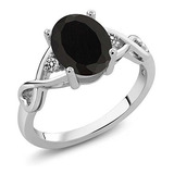 La Piedra De Gema Plata Esterlina Rey Negro Onyx & White Dia