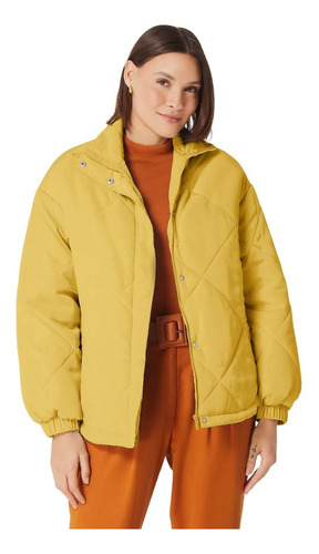 Jaqueta Hering Puffer Oversized Amarelo Feminina